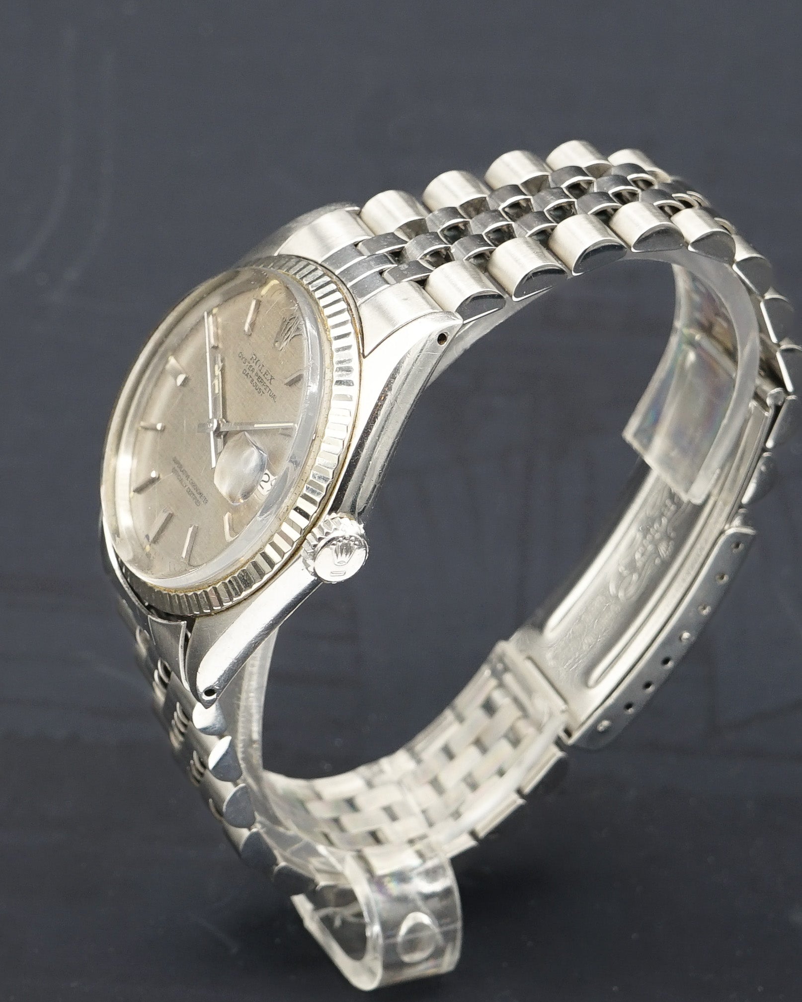 1970s Rolex Datejust 1601 with grey linen dial