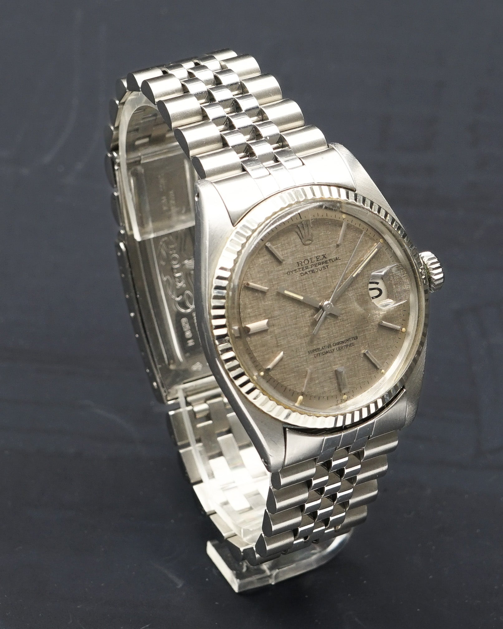 1970s Rolex Datejust 1601 with grey linen dial