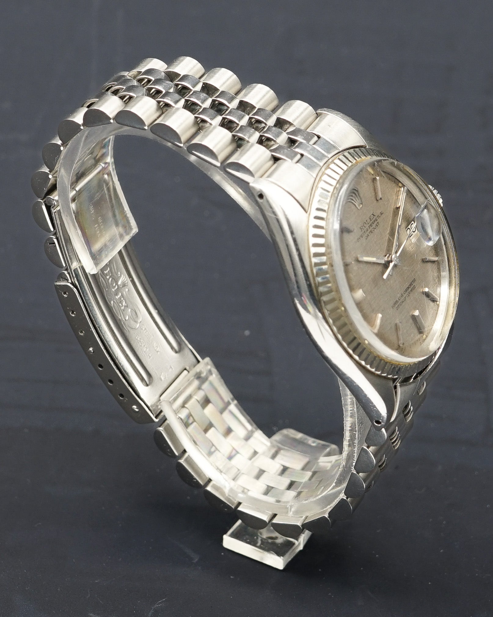 1970s Rolex Datejust 1601 with grey linen dial