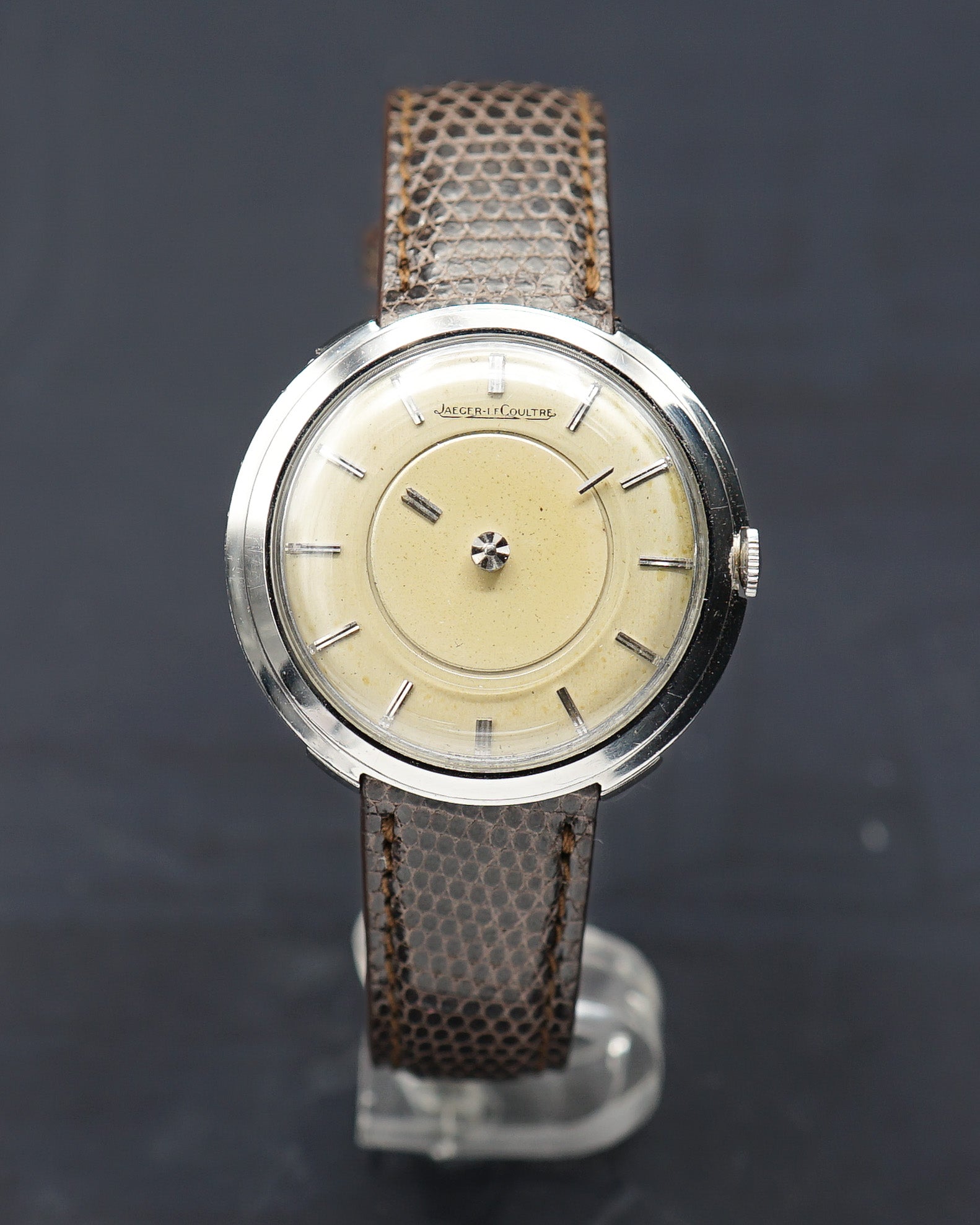 1950s Jaeger-Lecoultre Mystery in a disco volante steel case