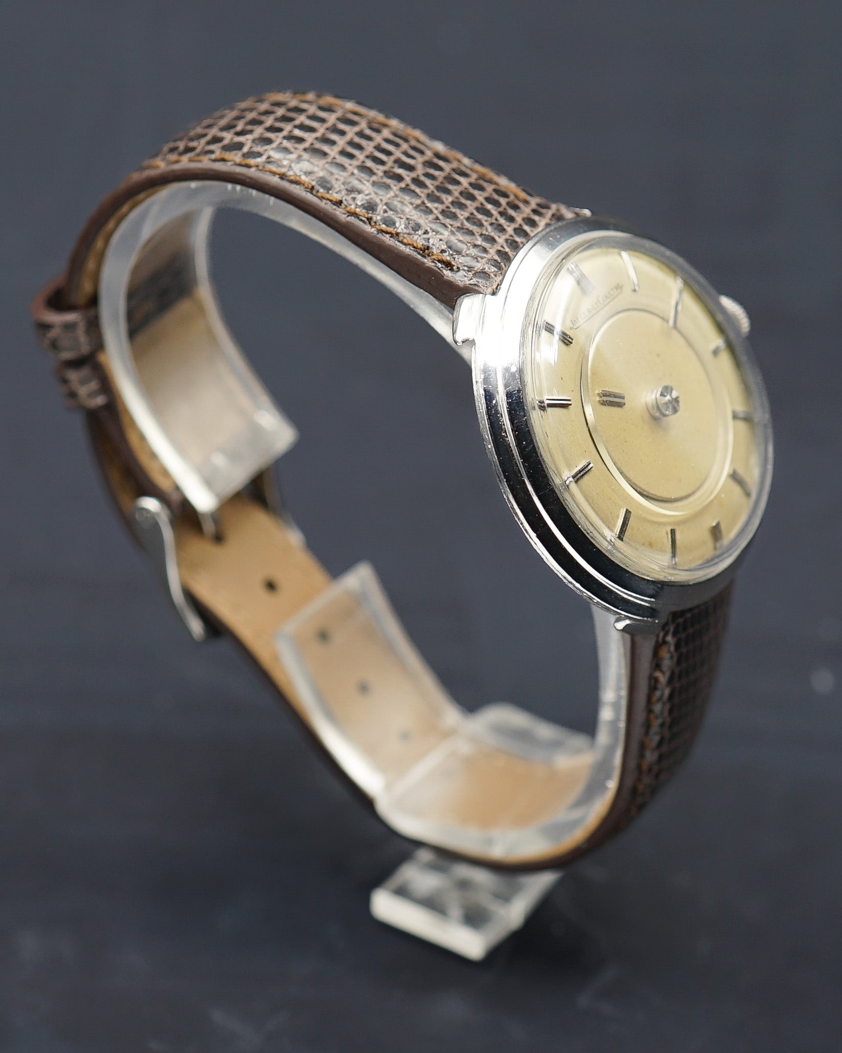 1950s Jaeger-Lecoultre Mystery in a disco volante steel case