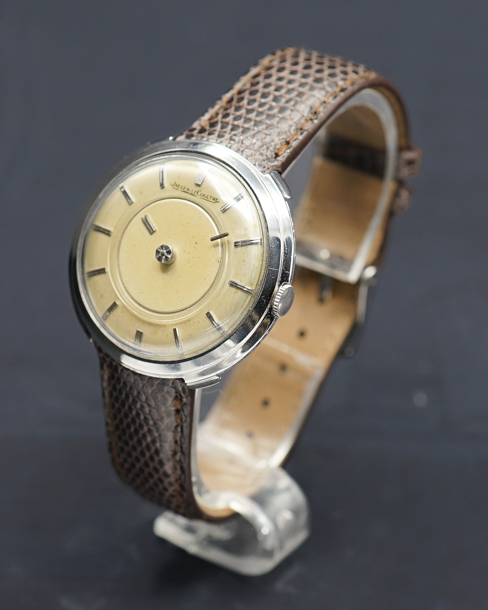 1950s Jaeger-Lecoultre Mystery in a disco volante steel case