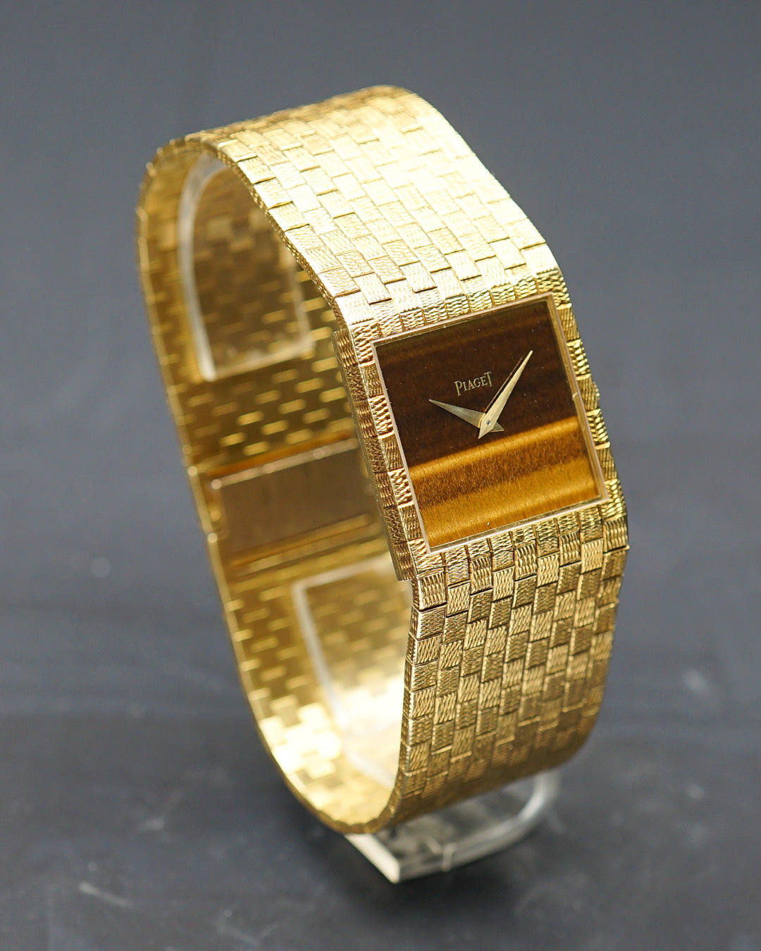 1970s Piaget oversized band watch with eye-of-tiger dial