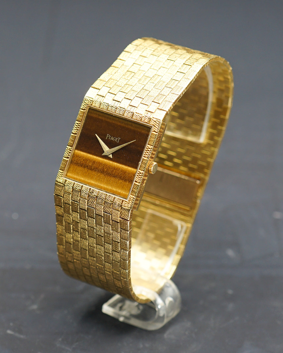 1970s Piaget oversized band watch with eye-of-tiger dial