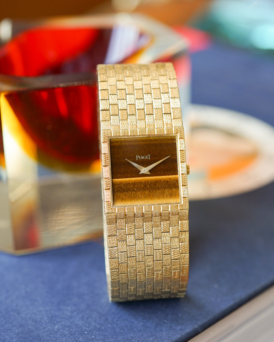 1970s Piaget oversized band watch with eye-of-tiger dial