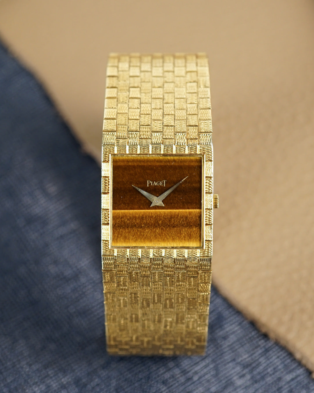 1970s Piaget oversized band watch with eye-of-tiger dial