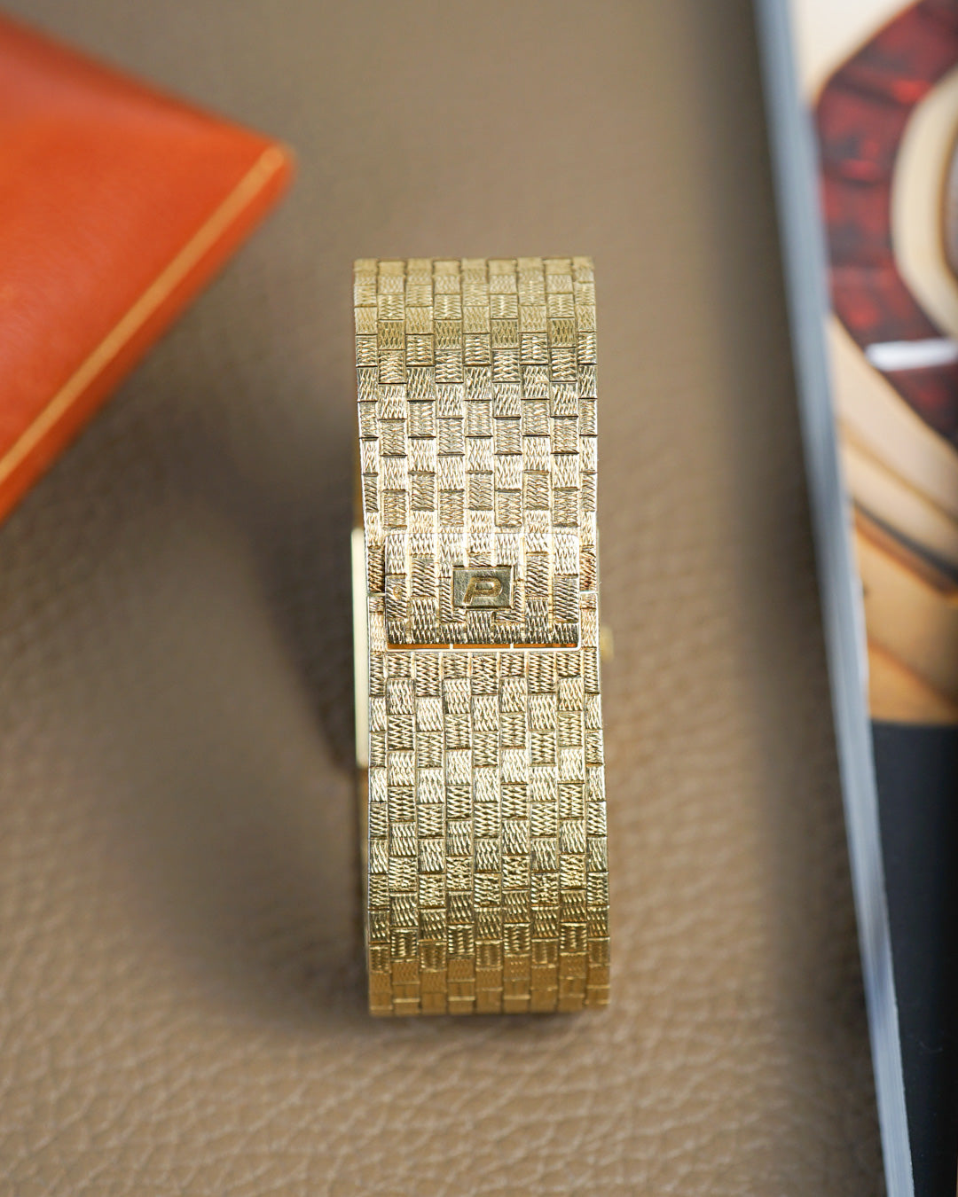 1970s Piaget oversized band watch with eye-of-tiger dial