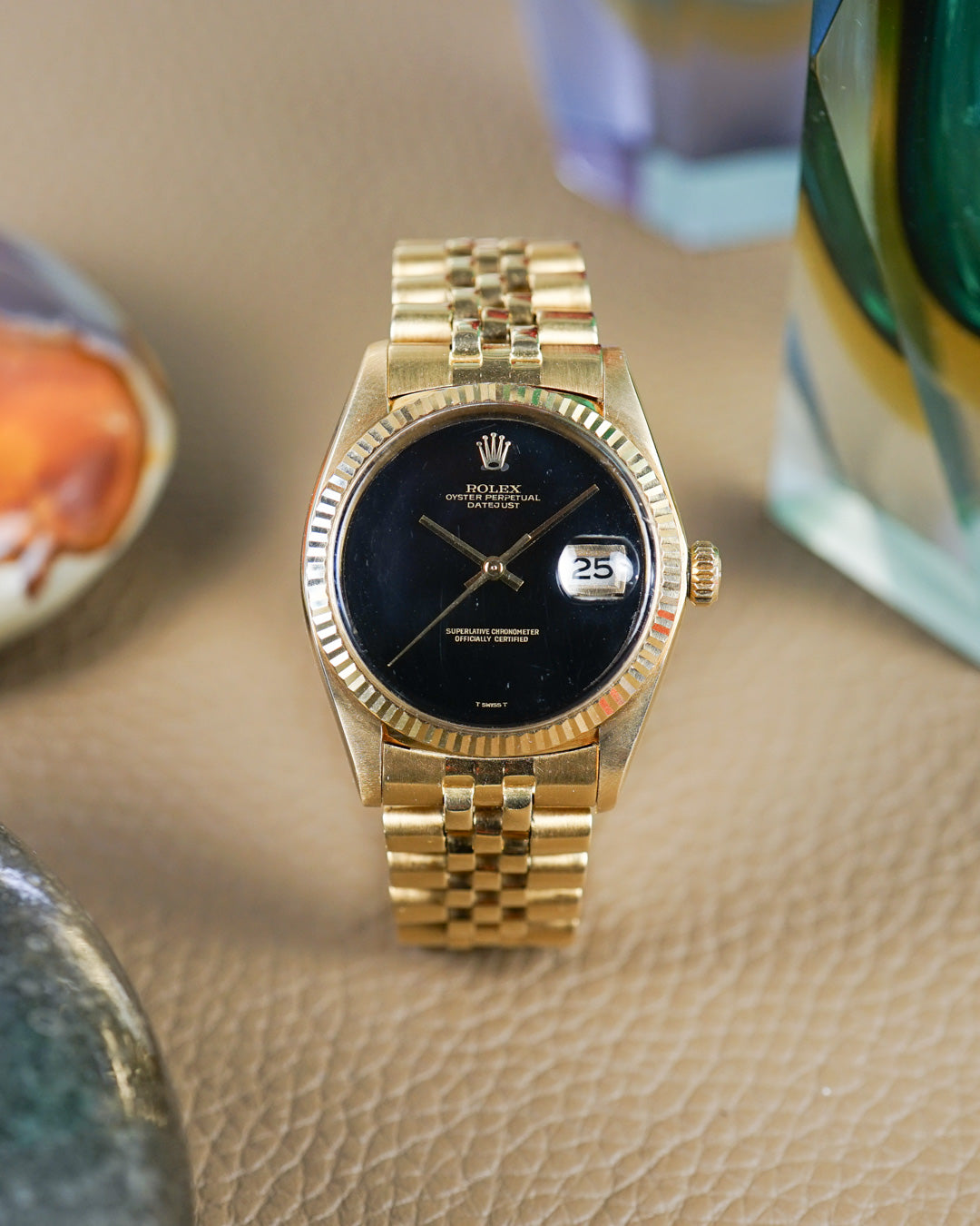 Rolex Datejust 1601 in yellow gold with onyx dial