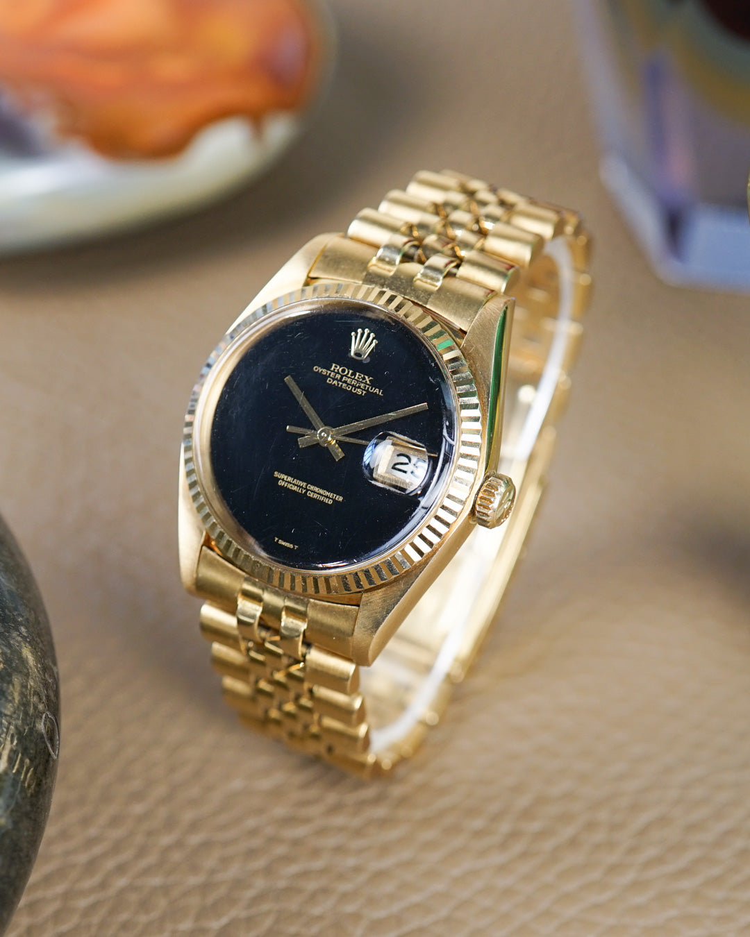 Rolex Datejust 1601 in yellow gold with onyx dial