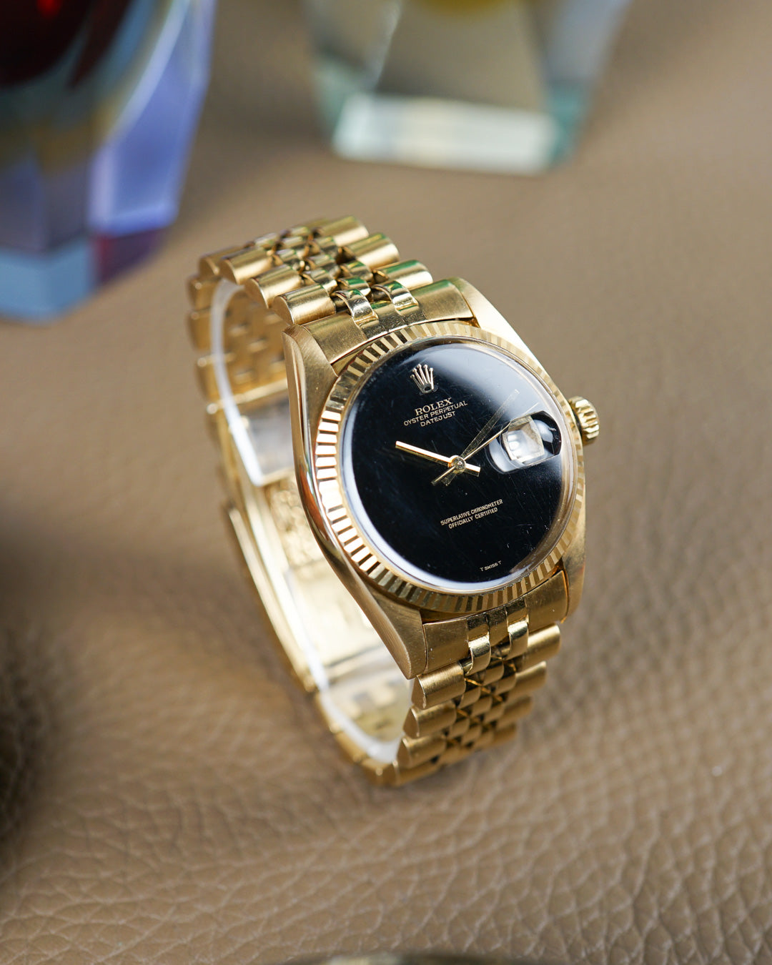 Rolex Datejust 1601 in yellow gold with onyx dial