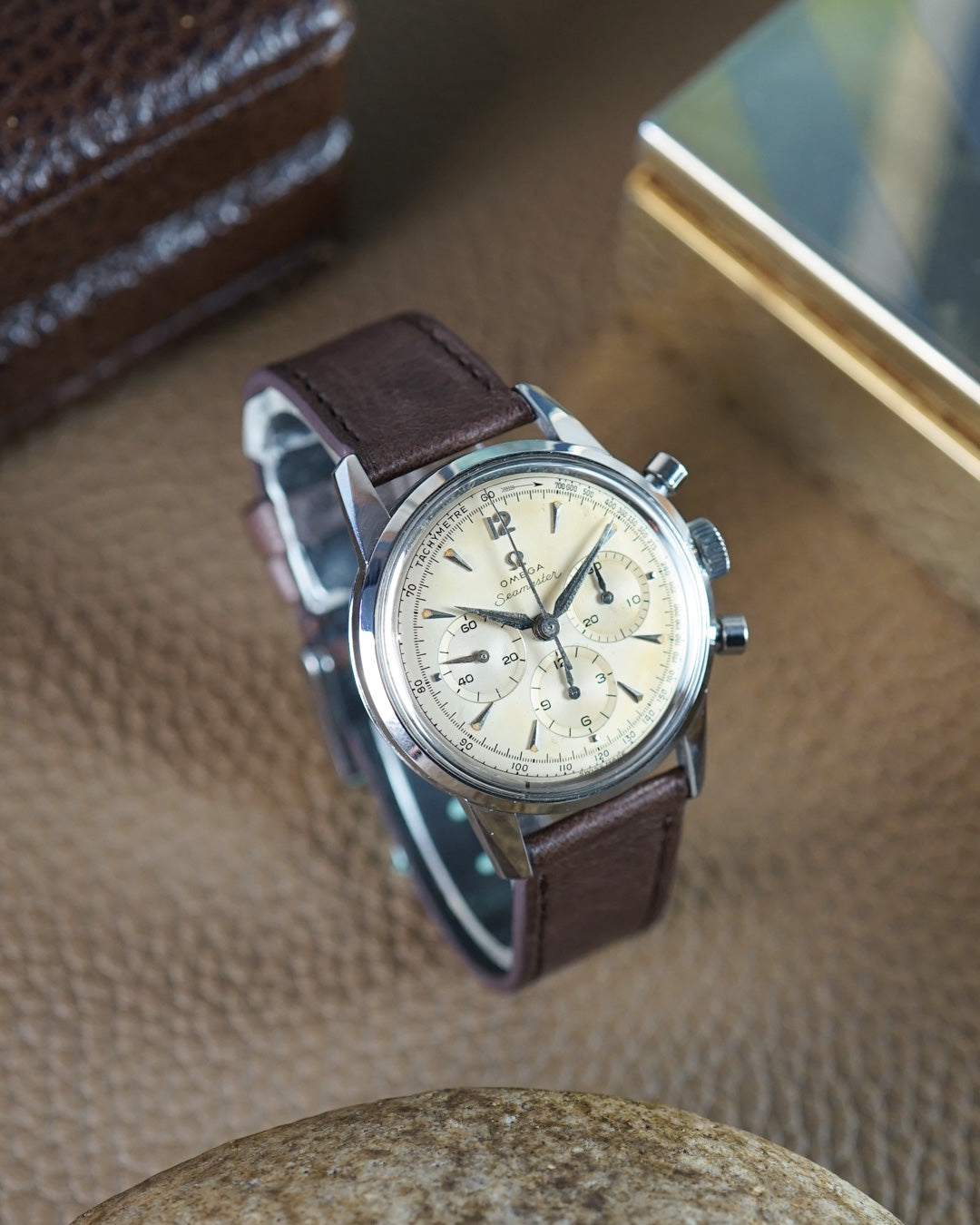 Omega Seamaster Chronograph reference CK2947 with lightly tropical dial and caliber 321