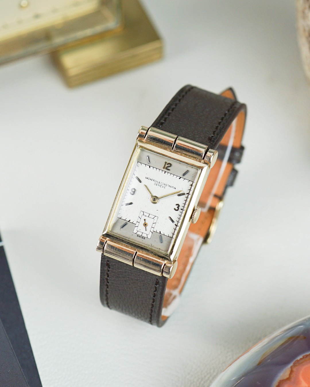 Vacheron Constantin Art Déco rectangular - Enamel engraved two-tone dial
