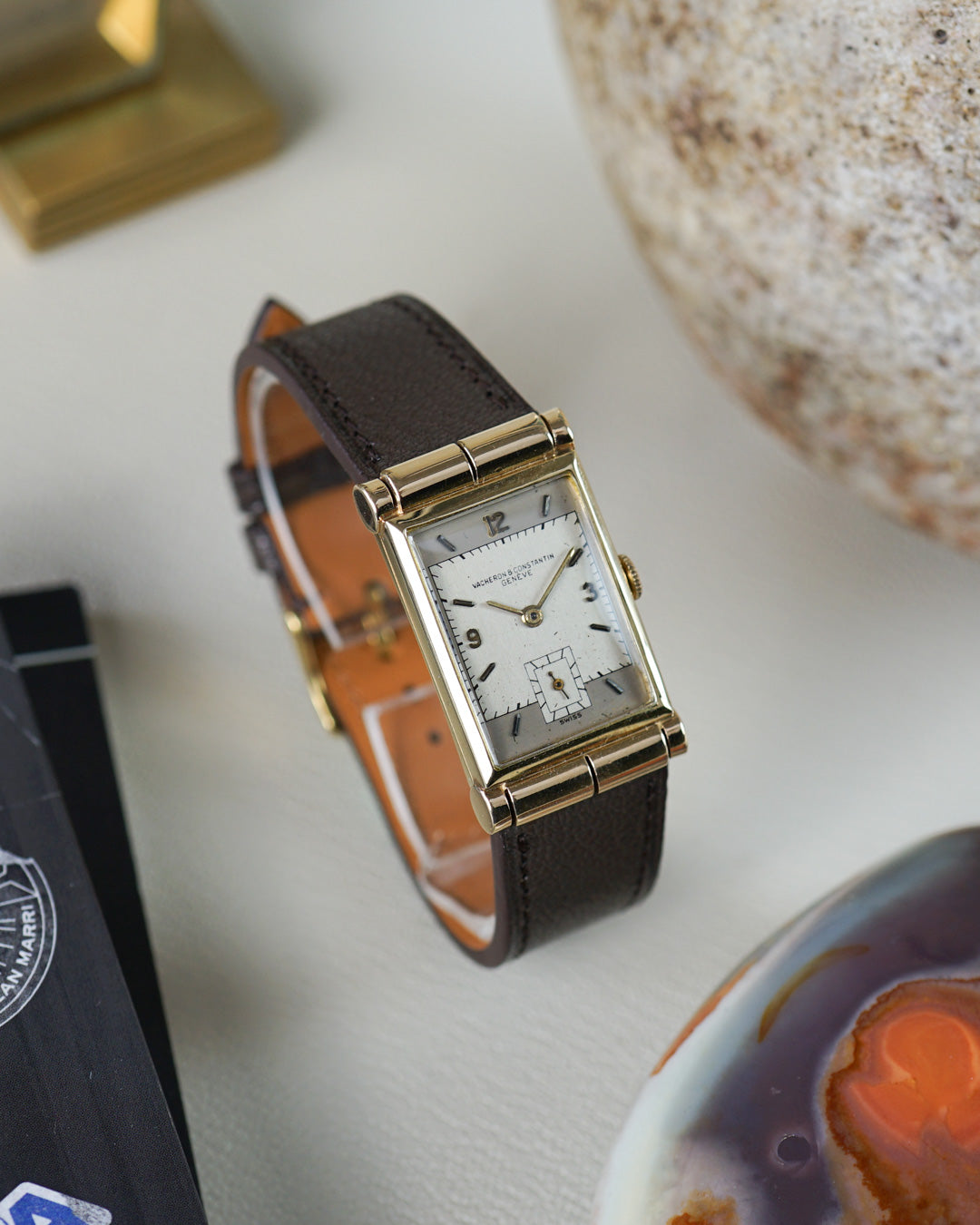 Vacheron Constantin Art Déco rectangular - Enamel engraved two-tone dial