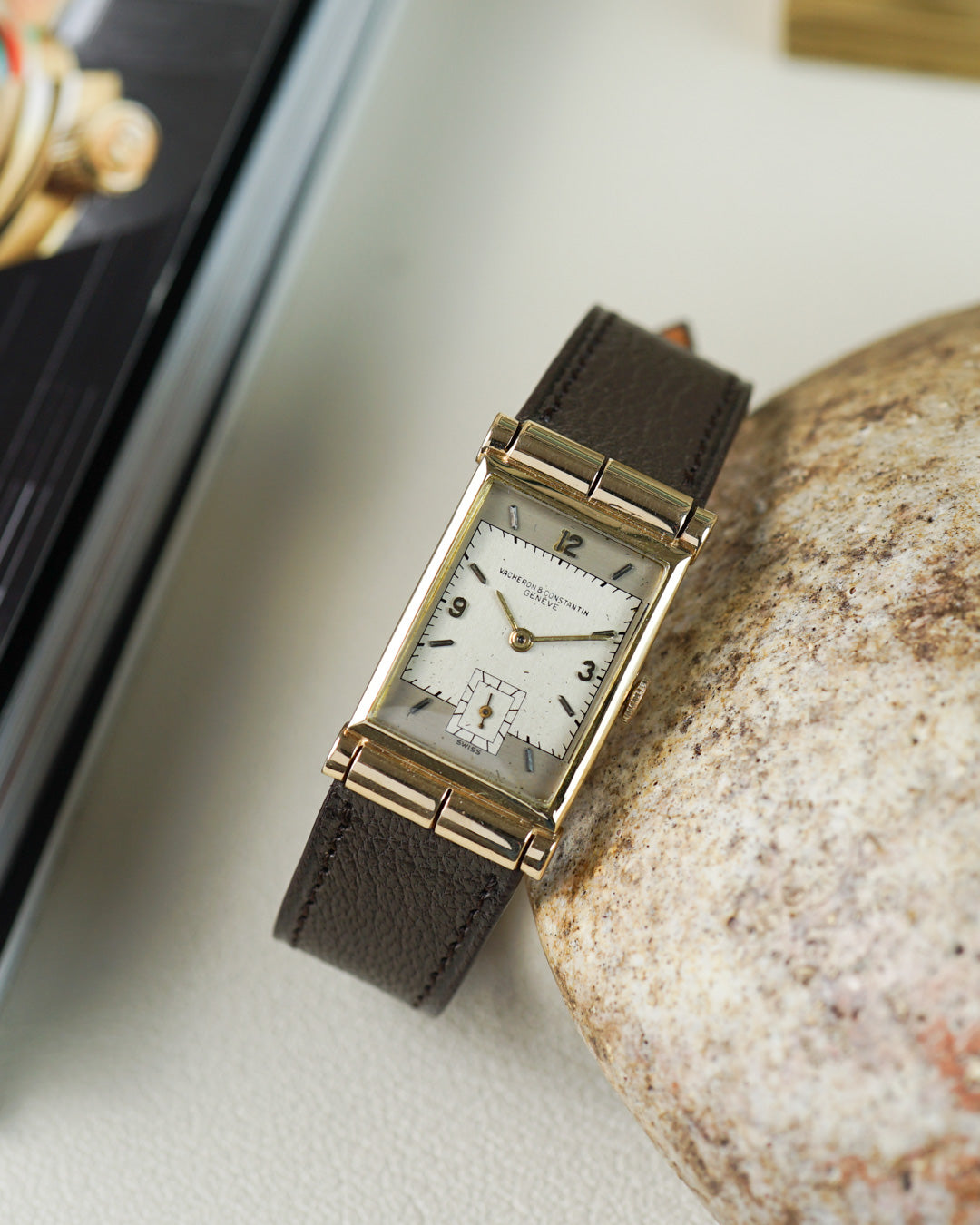 Vacheron Constantin Art Déco rectangular - Enamel engraved two-tone dial