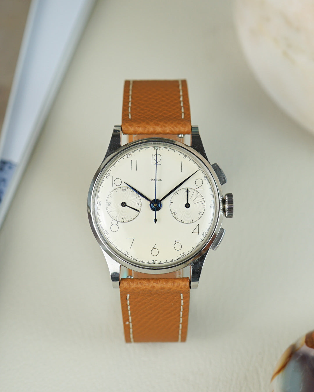Jaeger Vintage Chronograph made by Universal Genève in stainless steel