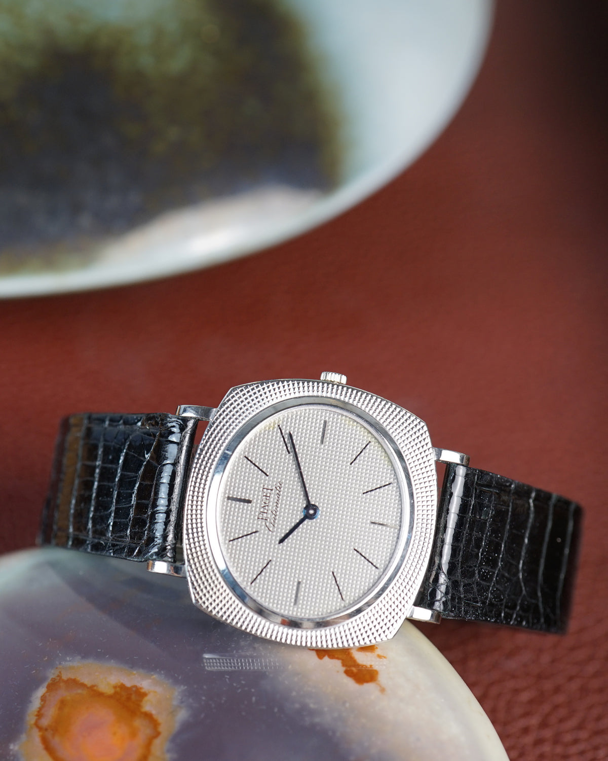 1980s Piaget hobnail cushion in white gold, ref. 12448