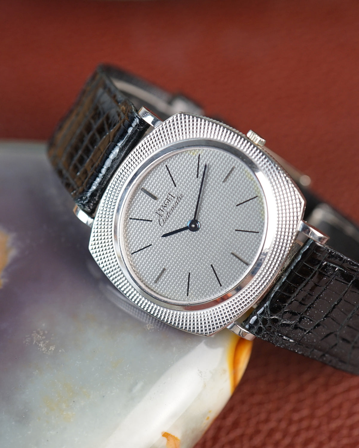 1980s Piaget hobnail cushion in white gold, ref. 12448