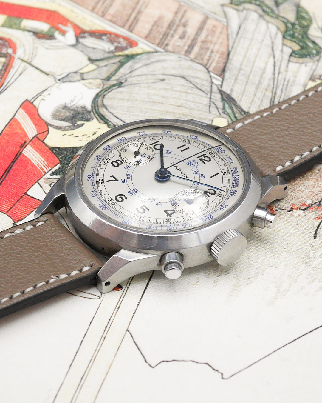 1940s Marvin spillmann case chronograph Valjoux 22