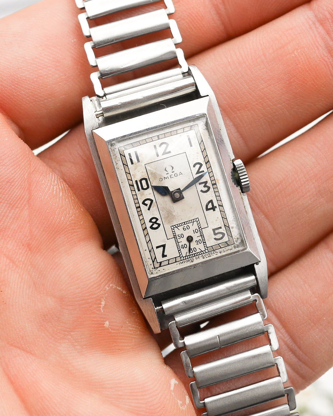 1930s Omega Curvex cal. T17 "Importé de Suisse" with Gay Fr?res bracelet