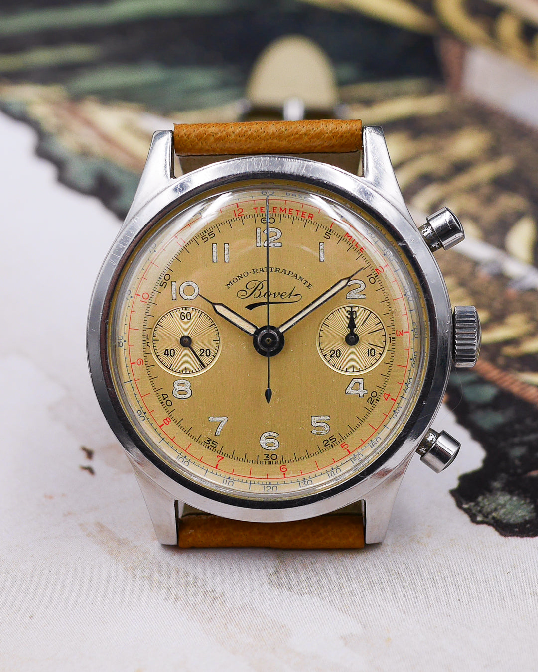 1940s Bovet Mono-Rattrapante with clamshell case