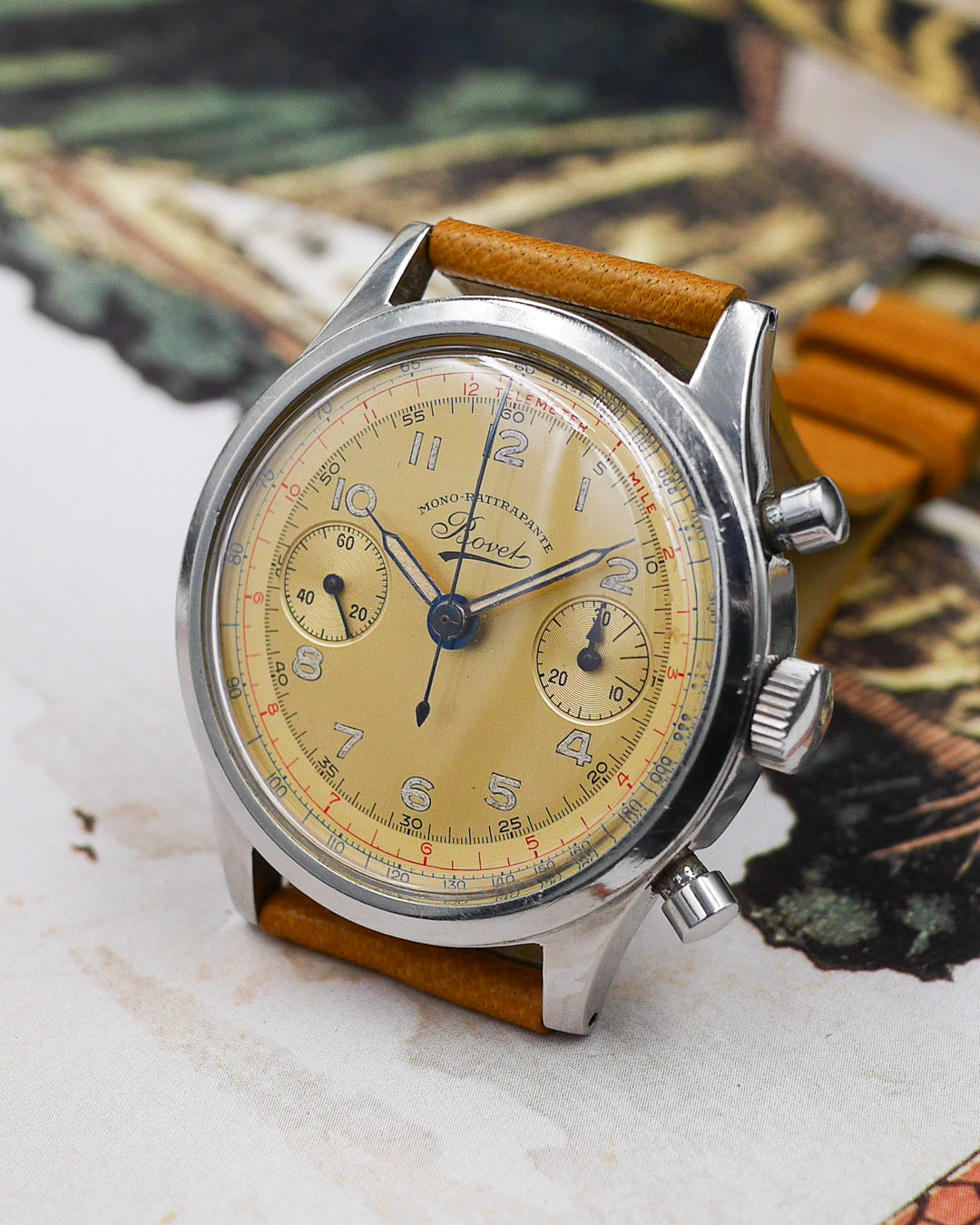 1940s Bovet Mono-Rattrapante with clamshell case