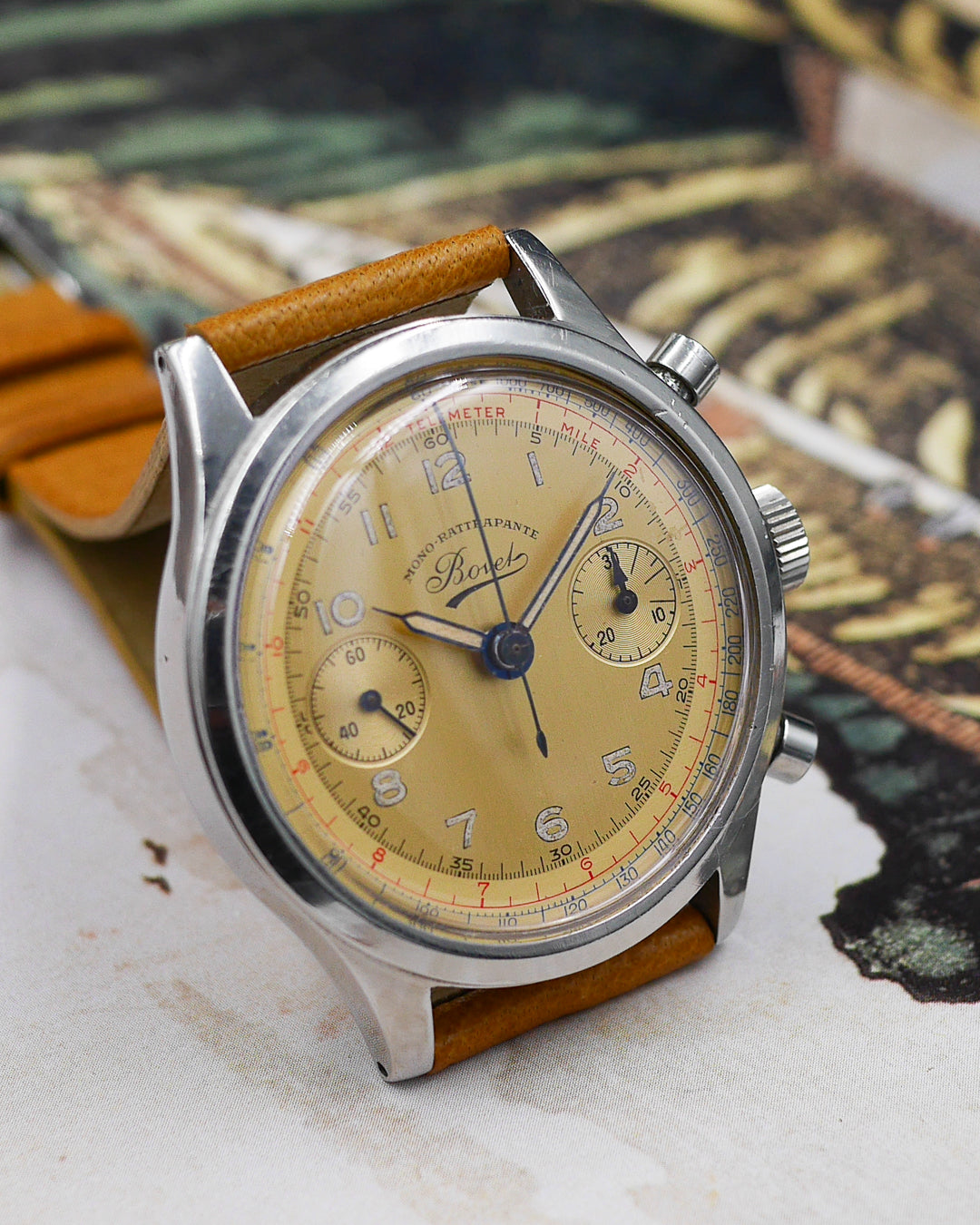 1940s Bovet Mono-Rattrapante with clamshell case