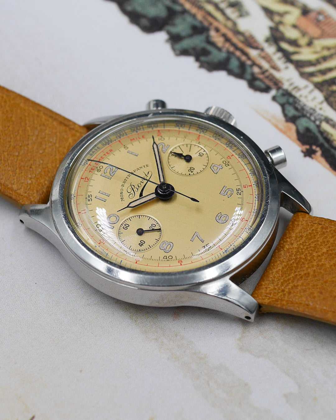 1940s Bovet Mono-Rattrapante with clamshell case