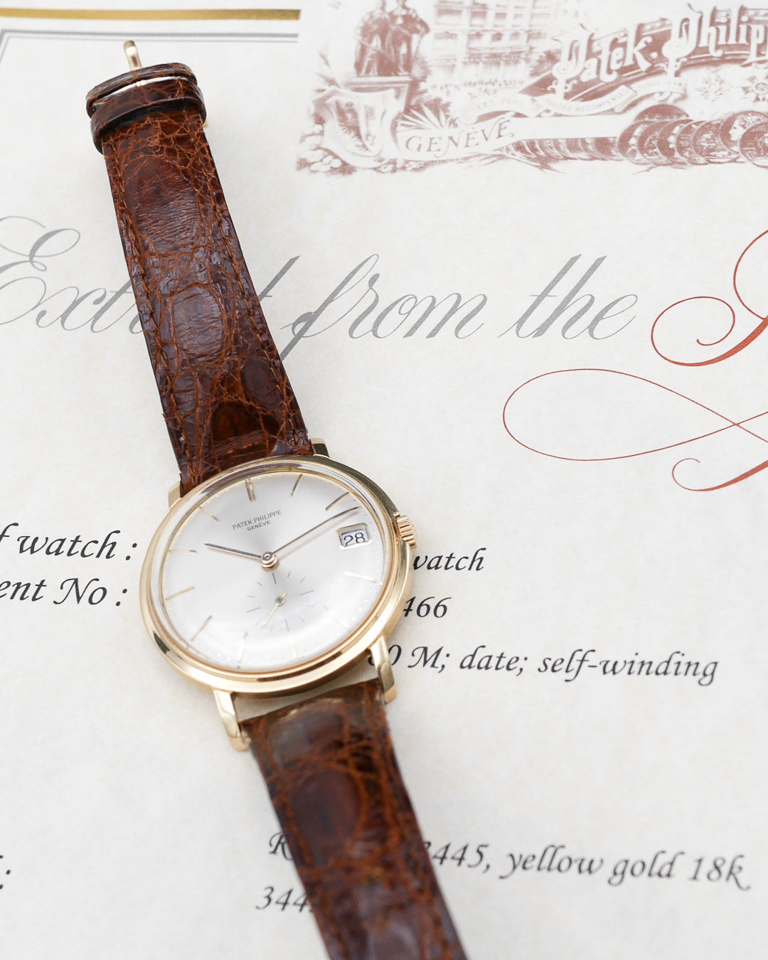 1968 Patek Philippe Calatrava 3445J with Extract from the Archives