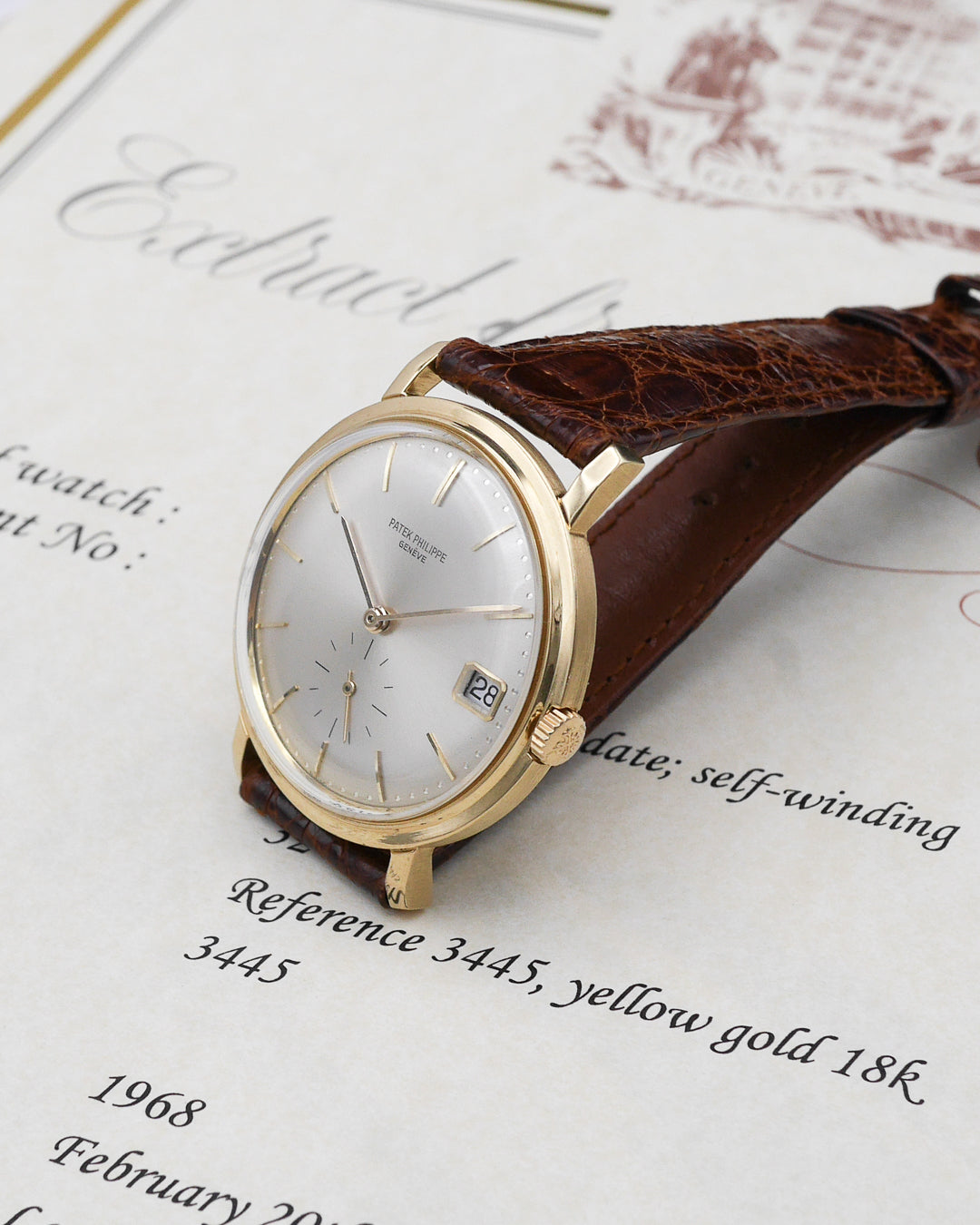 1968 Patek Philippe Calatrava 3445J with Extract from the Archives