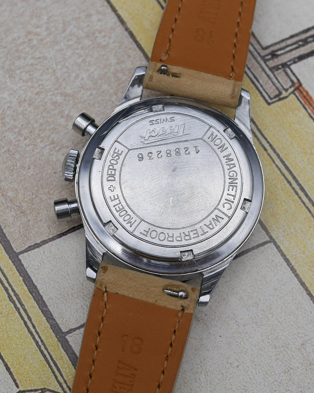 1940s Tissot chronograph 27CH with gilt dial