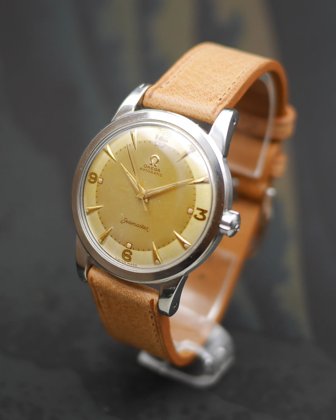 1950s Omega Seamaster Jumbo ref. 2494 SC with its champagne dial