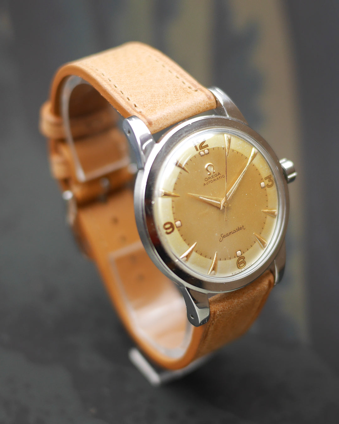 1950s Omega Seamaster Jumbo ref. 2494 SC with its champagne dial