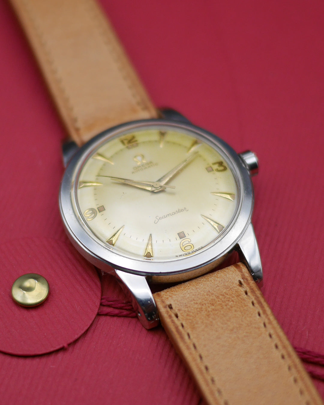 1950s Omega Seamaster Jumbo ref. 2494 SC with its champagne dial