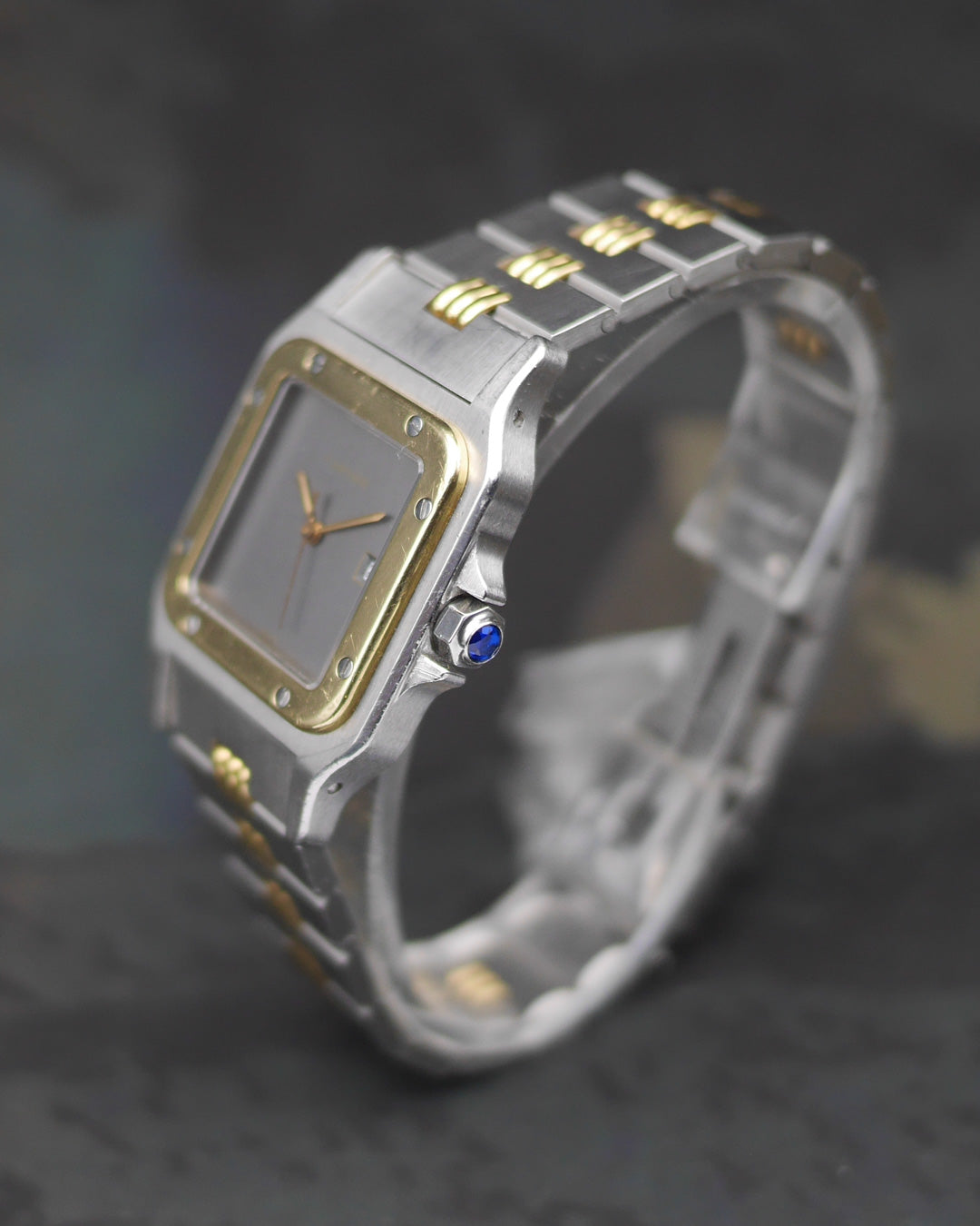 1980s Cartier Santos 2961 godron with grey dial