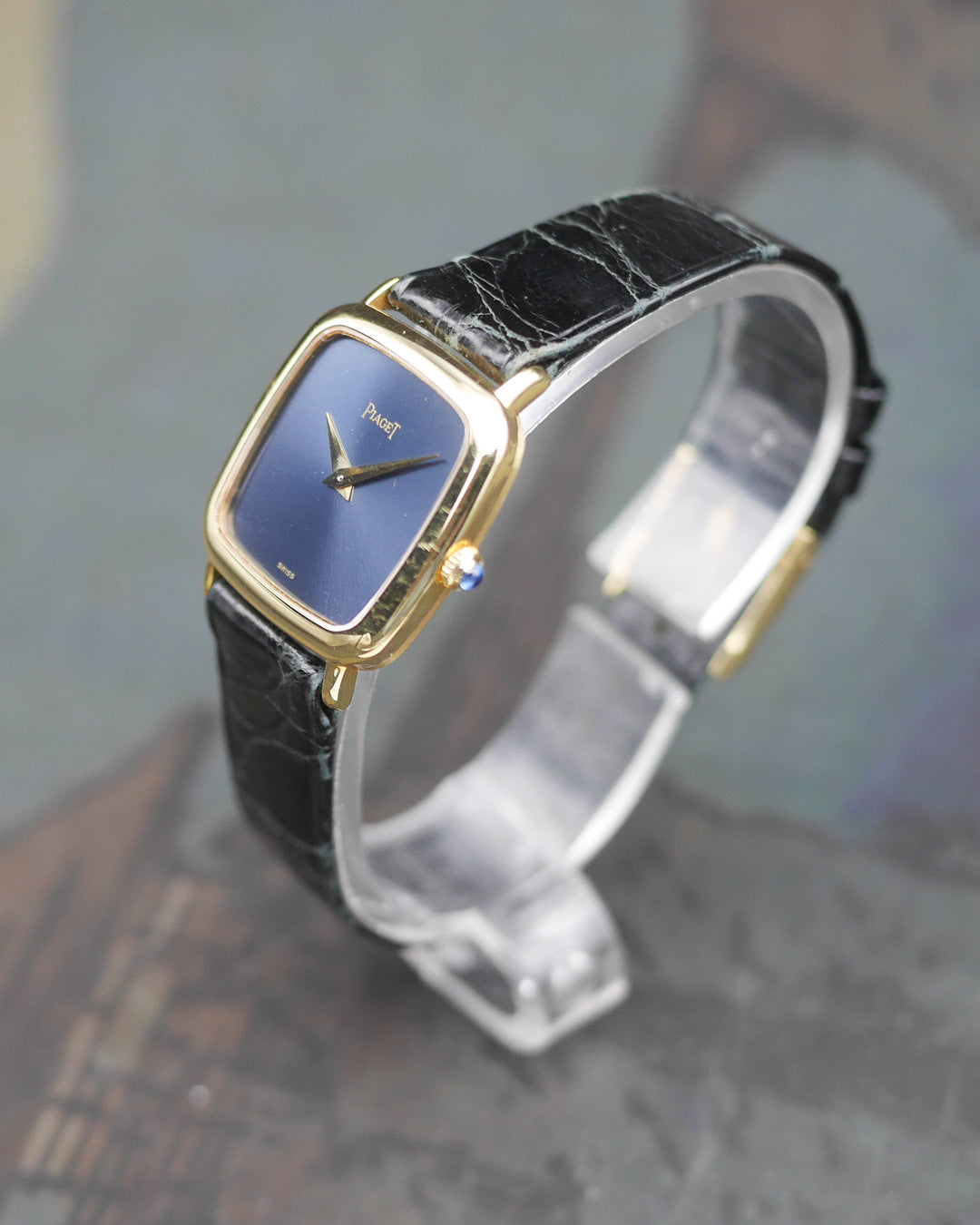 1970's Piaget Tradition in 18k yellow gold with night blue dial