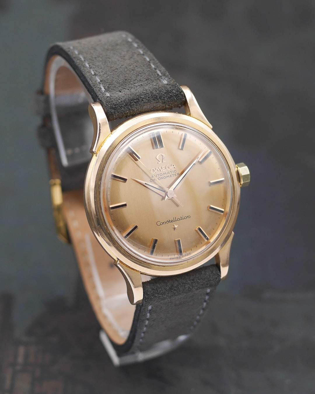 1961 Omega Constellation in 18k pink gold with onyx indexes