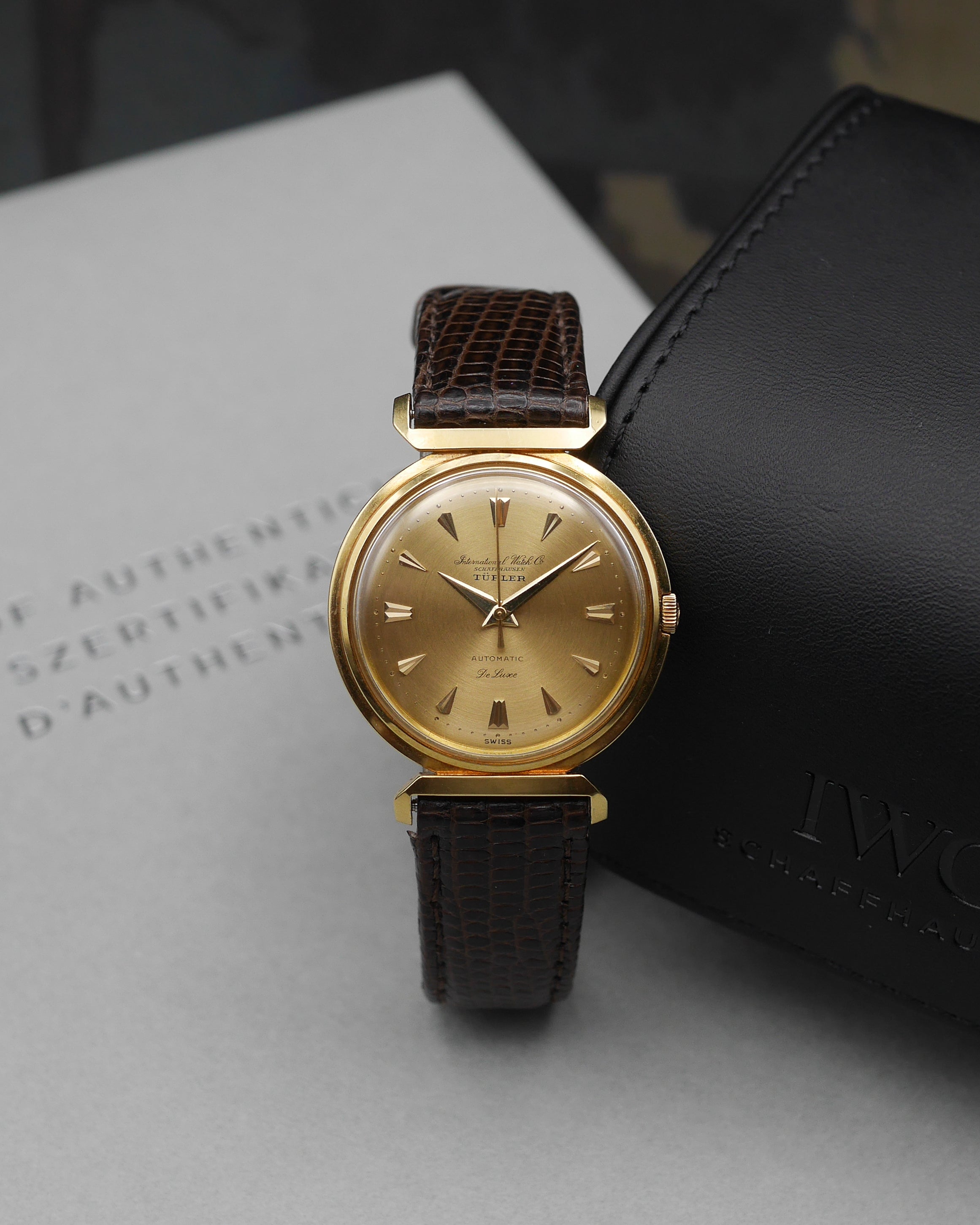 1958 IWC De Luxe "Flying Lugs" double signed Türler with its Certificate
