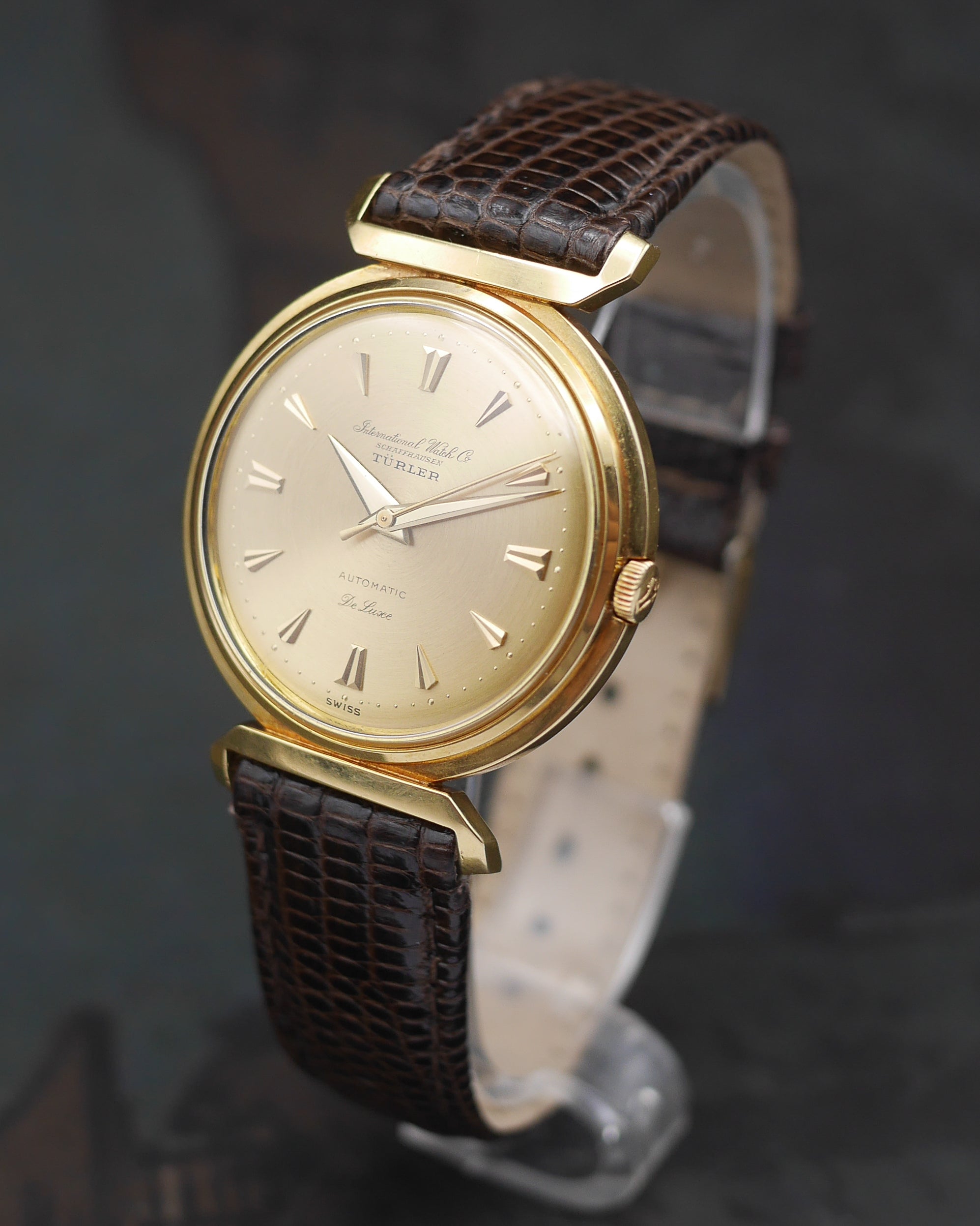 1958 IWC De Luxe "Flying Lugs" double signed Türler with its Certificate