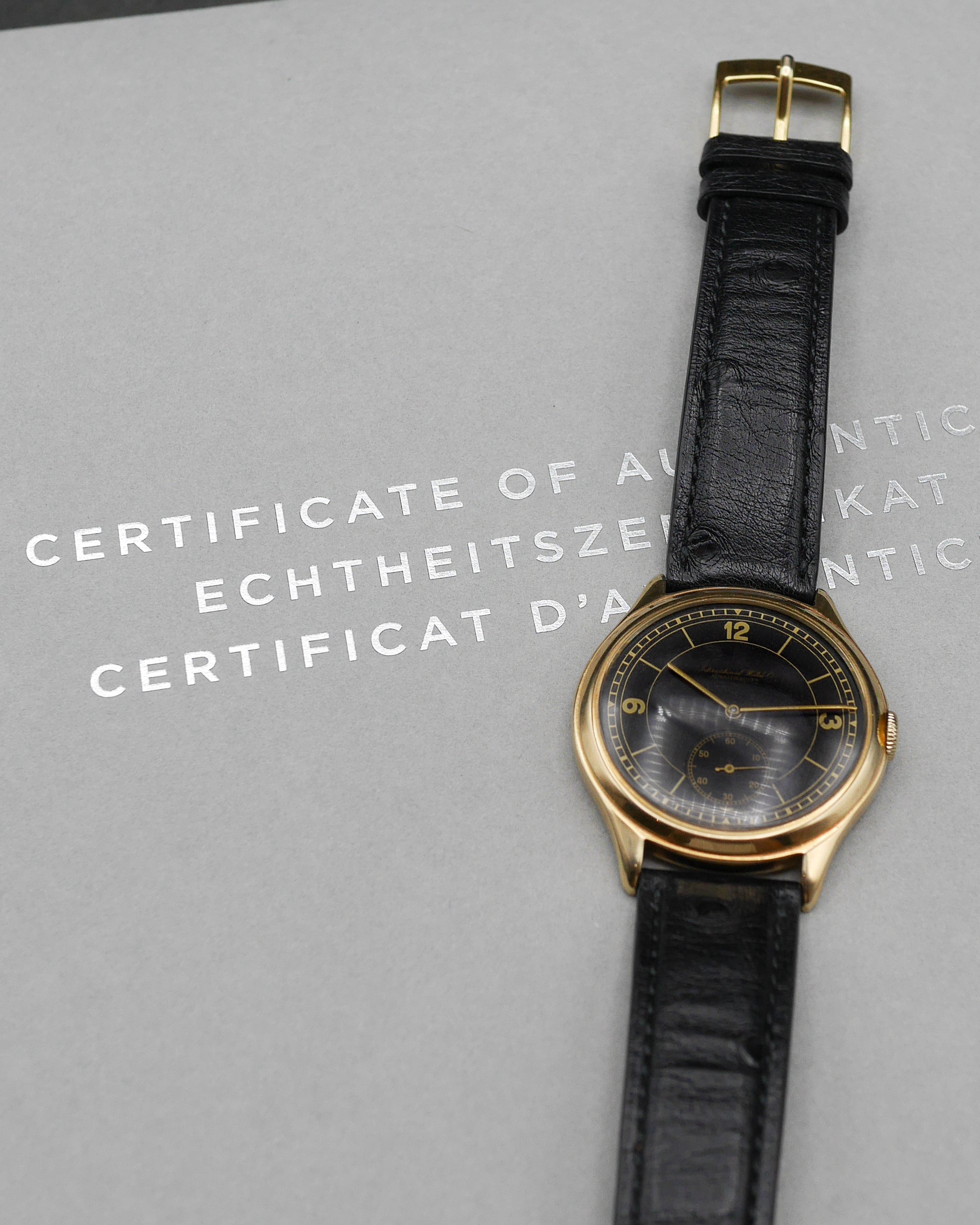 1939 IWC "Hermet" sector & gilt dial with its certificat of authenticity