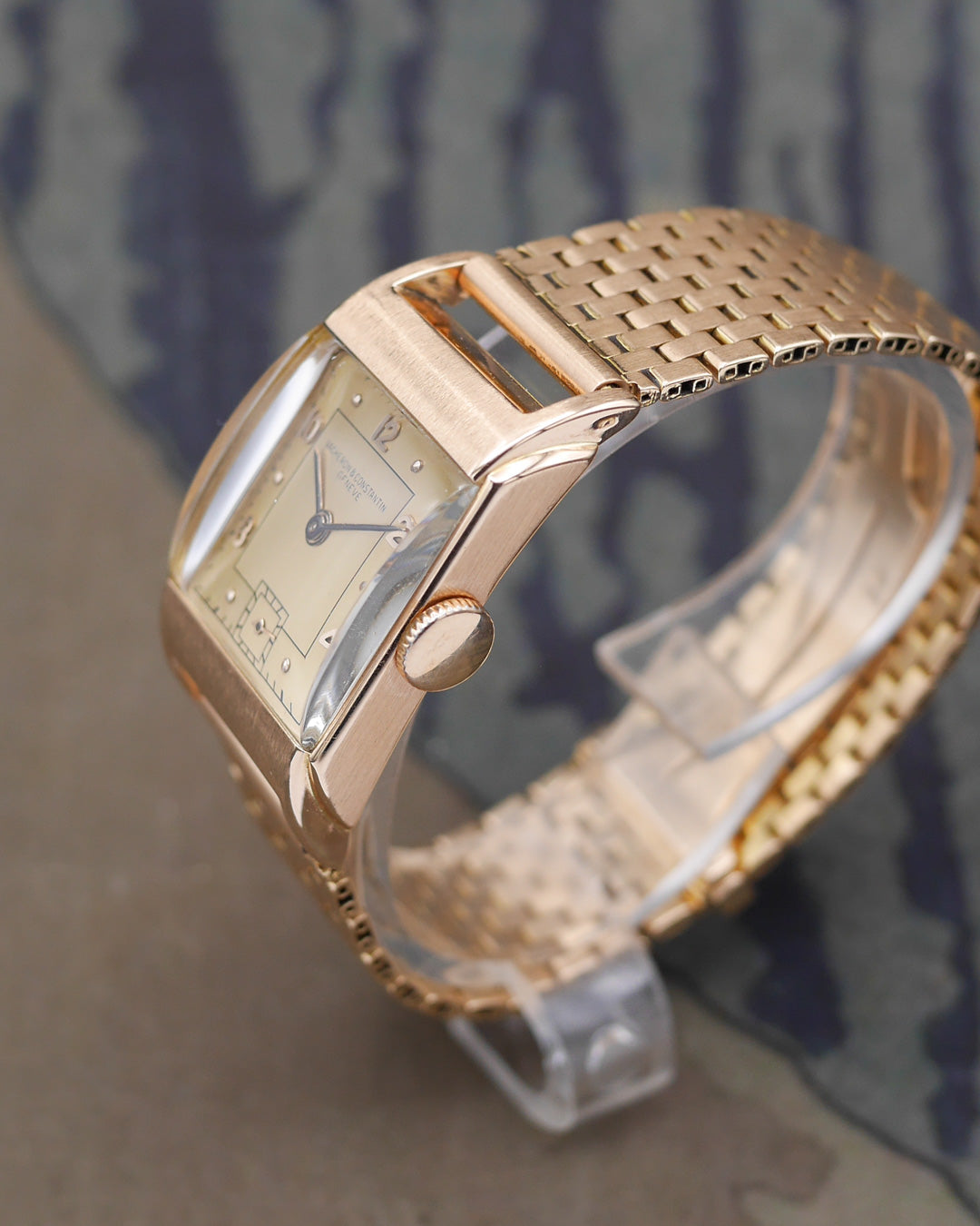1943 Vacheron Constantin art-deco in red gold with Edmond Jaeger bracelet