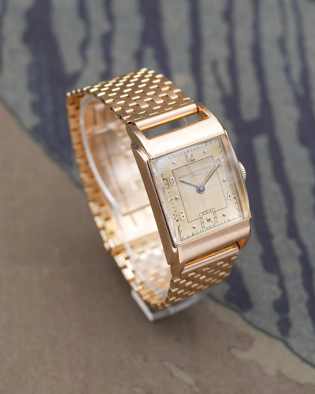 1943 Vacheron Constantin art-deco in red gold with Edmond Jaeger bracelet