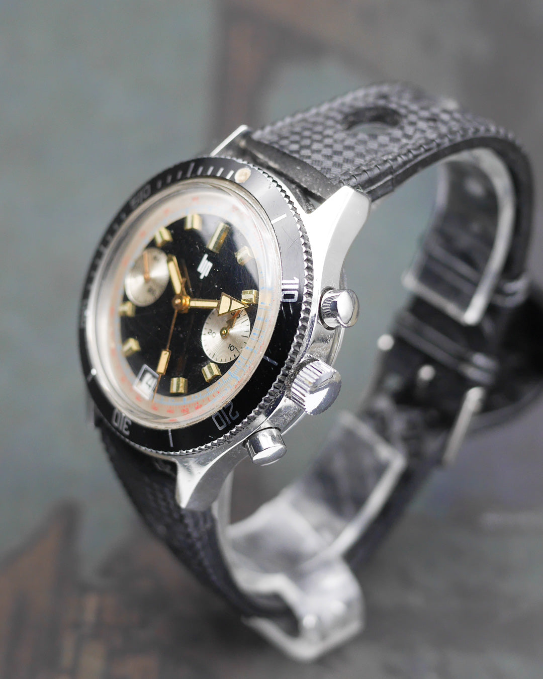 1960s Lip chronograph with glossy black dial and Valjoux 7730