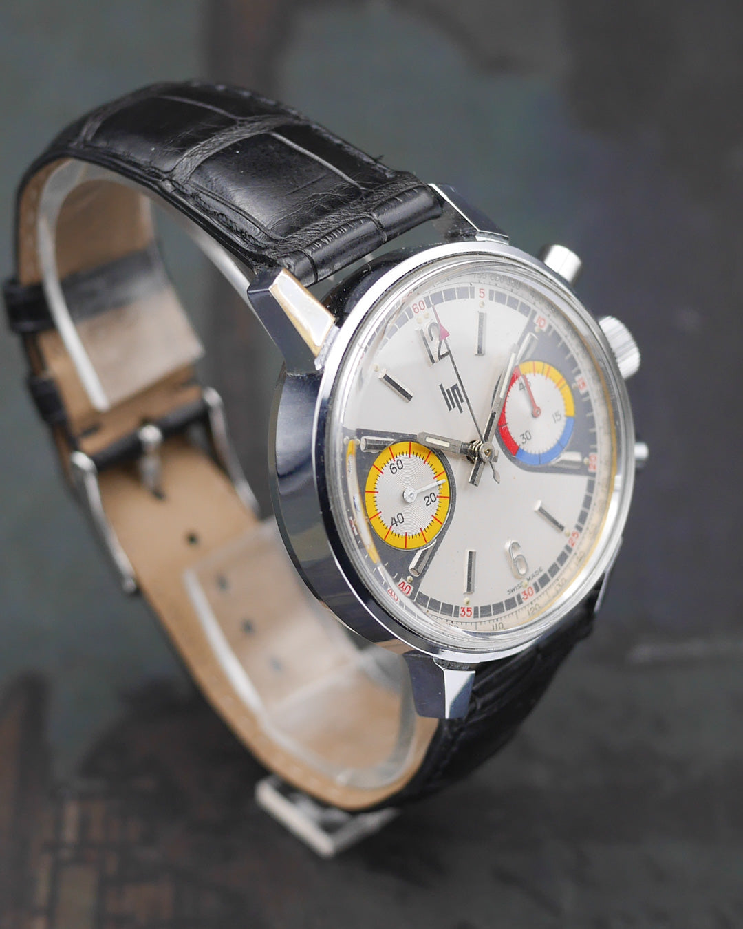1970s Lip "Rainbow" oversized chronograph