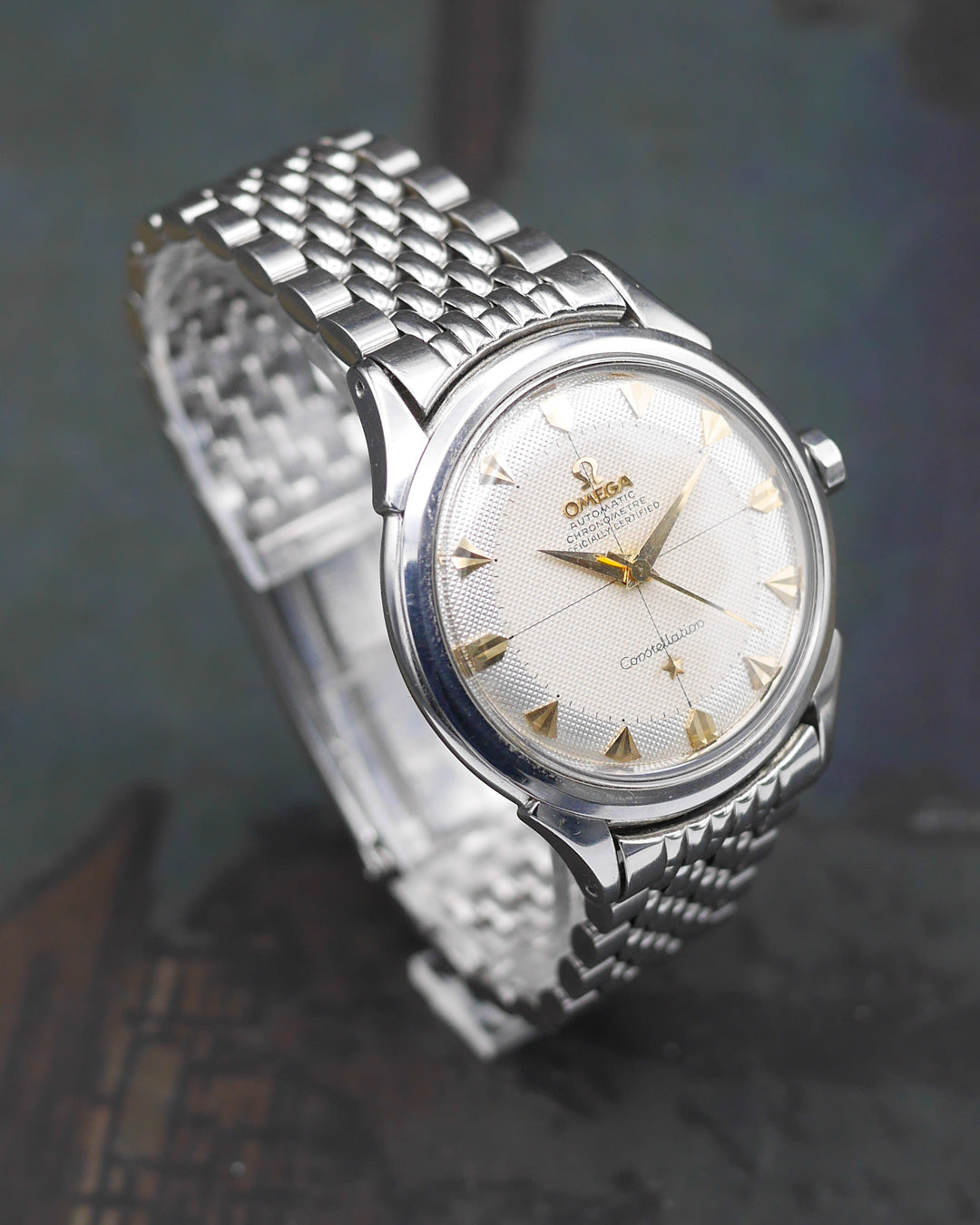 1950s Omega Constellation ref. 2852 in steel with waffle dial