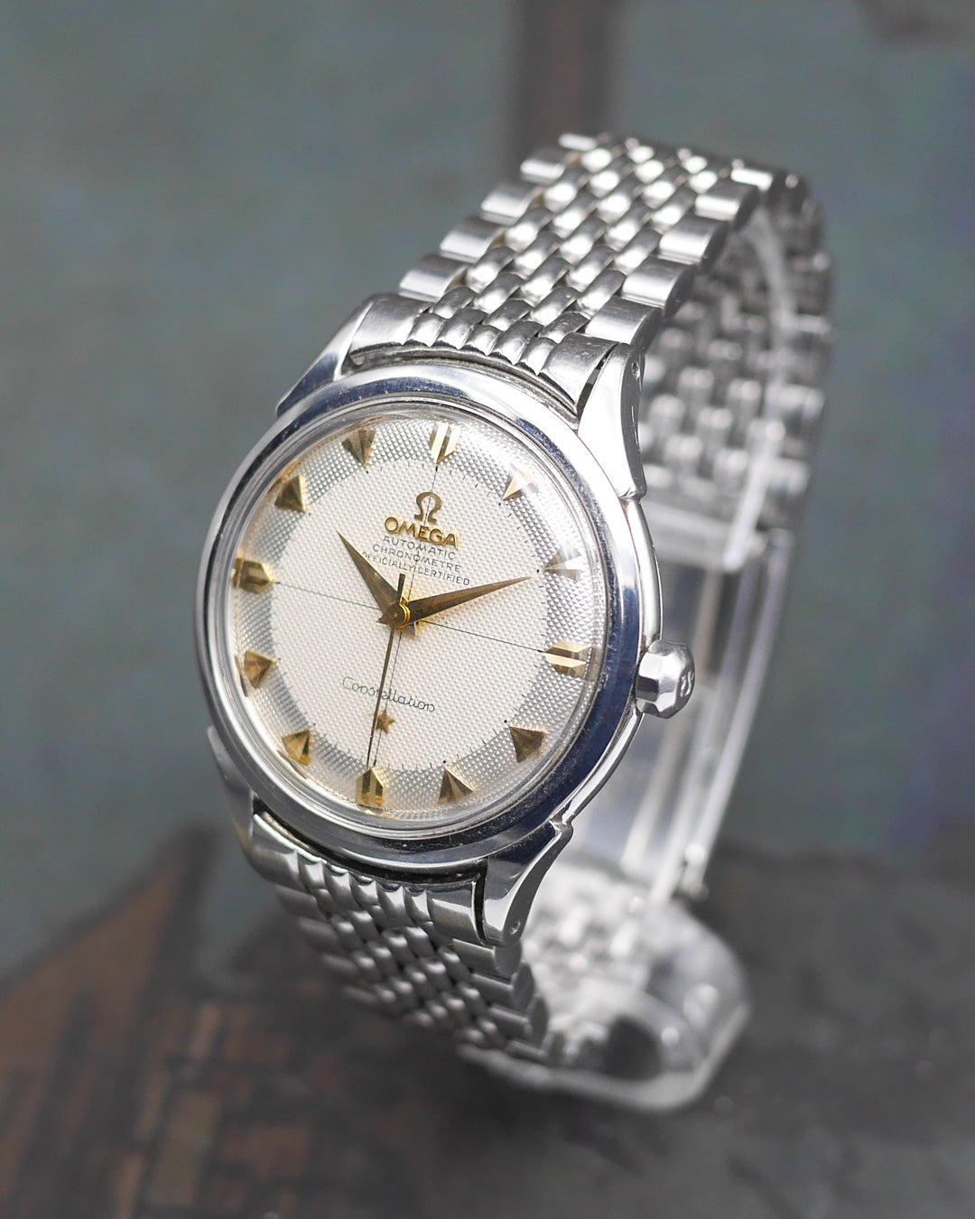 1950s Omega Constellation ref. 2852 in steel with waffle dial