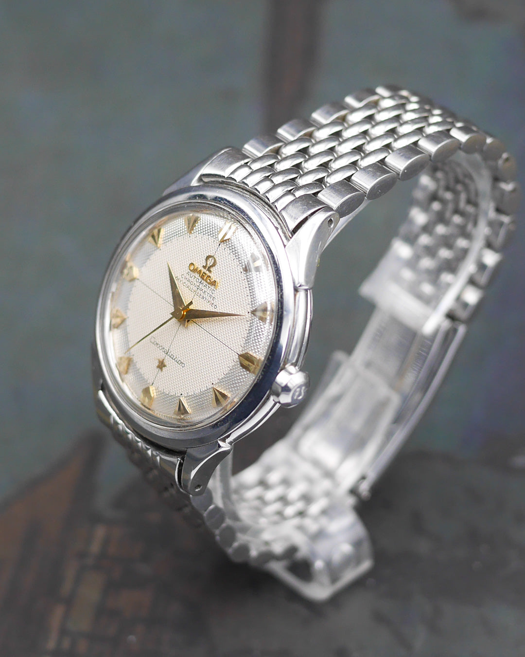 1950s Omega Constellation ref. 2852 in steel with waffle dial