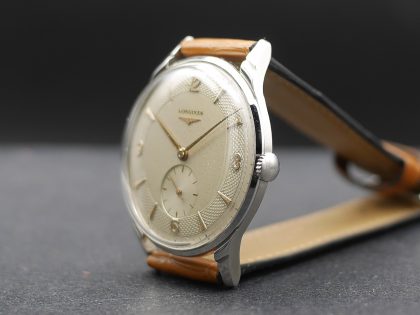 1950s Longines oversized ref. 5760 with rare guilloché dial - Sabiwatches