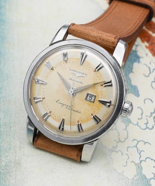 1950s Longines Conquest Calendar ref. 9004 with cream patina - Sabiwatches
