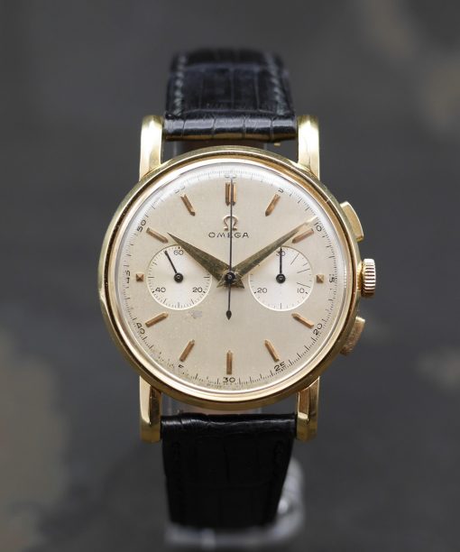 1950s Omega Chronograph in Yellow Gold with original box