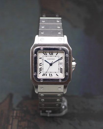 1980s Cartier Santos Stainless ref. 2960 with ghost bracelet and its box